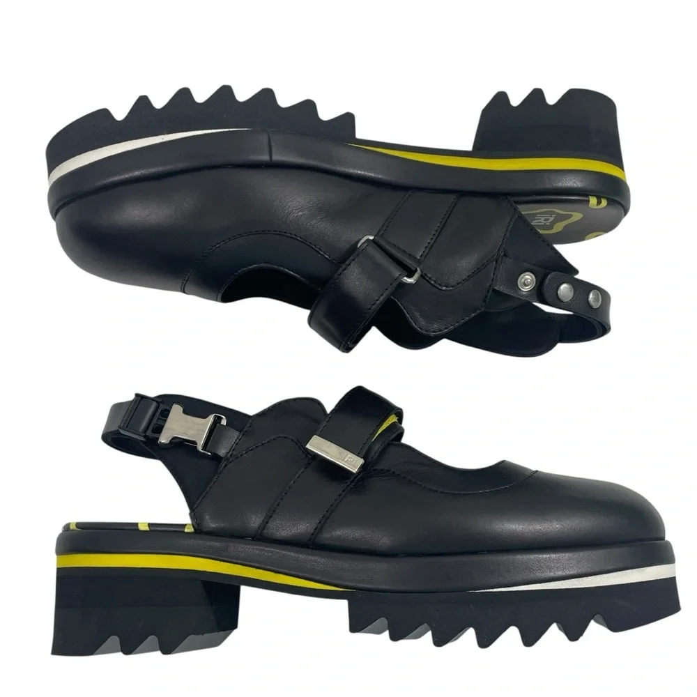 NIB iRi NYC‎ DAANY Black Leather Open Back Sandal Women’s Size US 11 EU 41